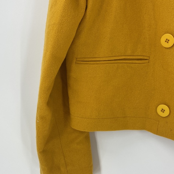 Metropolitan  Wool double breasted blazer jacket 2 pockets career crop elegant - Picture 8 of 16